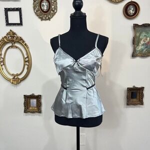 Vintage Y2K Cristina Gavioli Silver Satin Camisole Top – USA Size 10